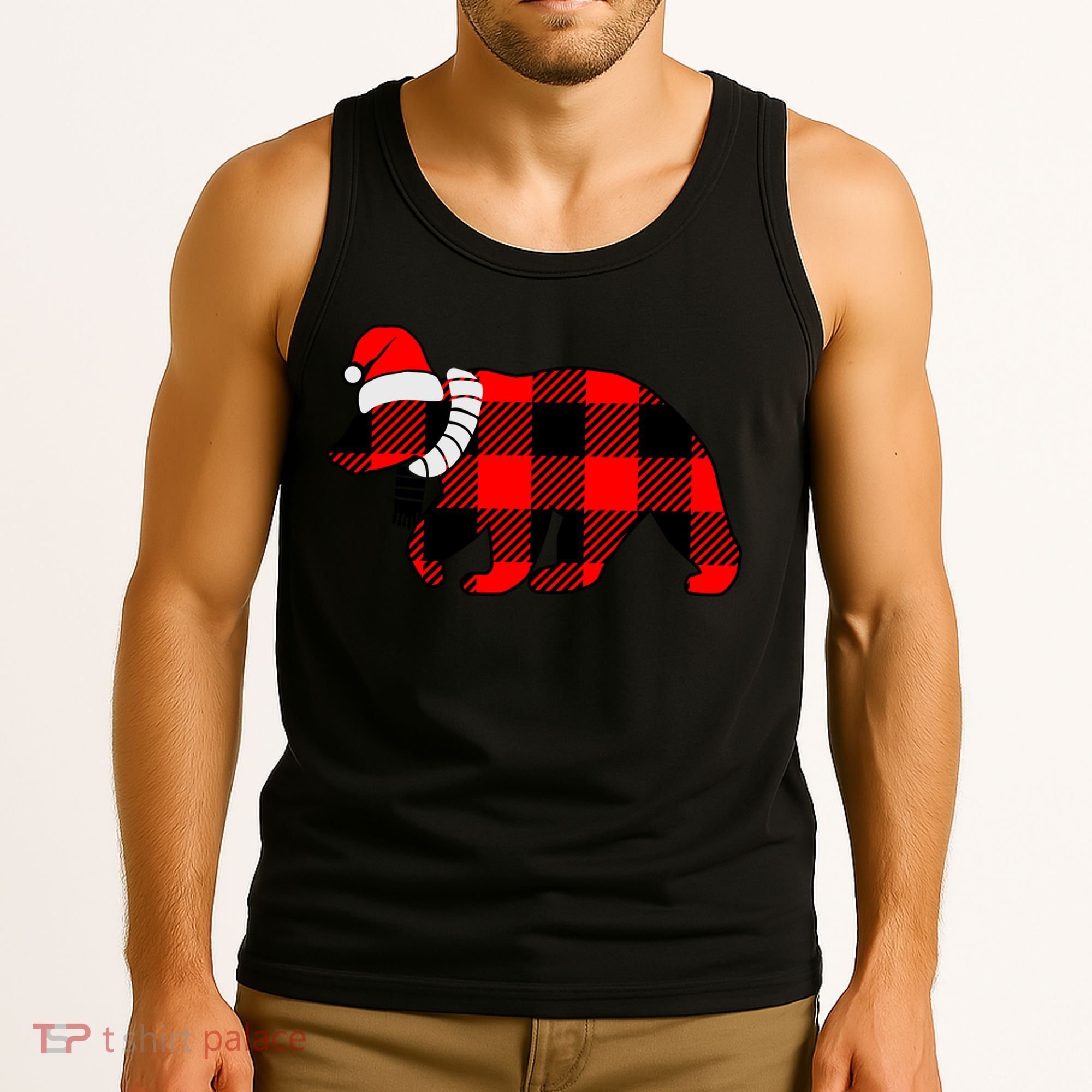 Plaid Polar Bear Christmas Holiday Tank Top
