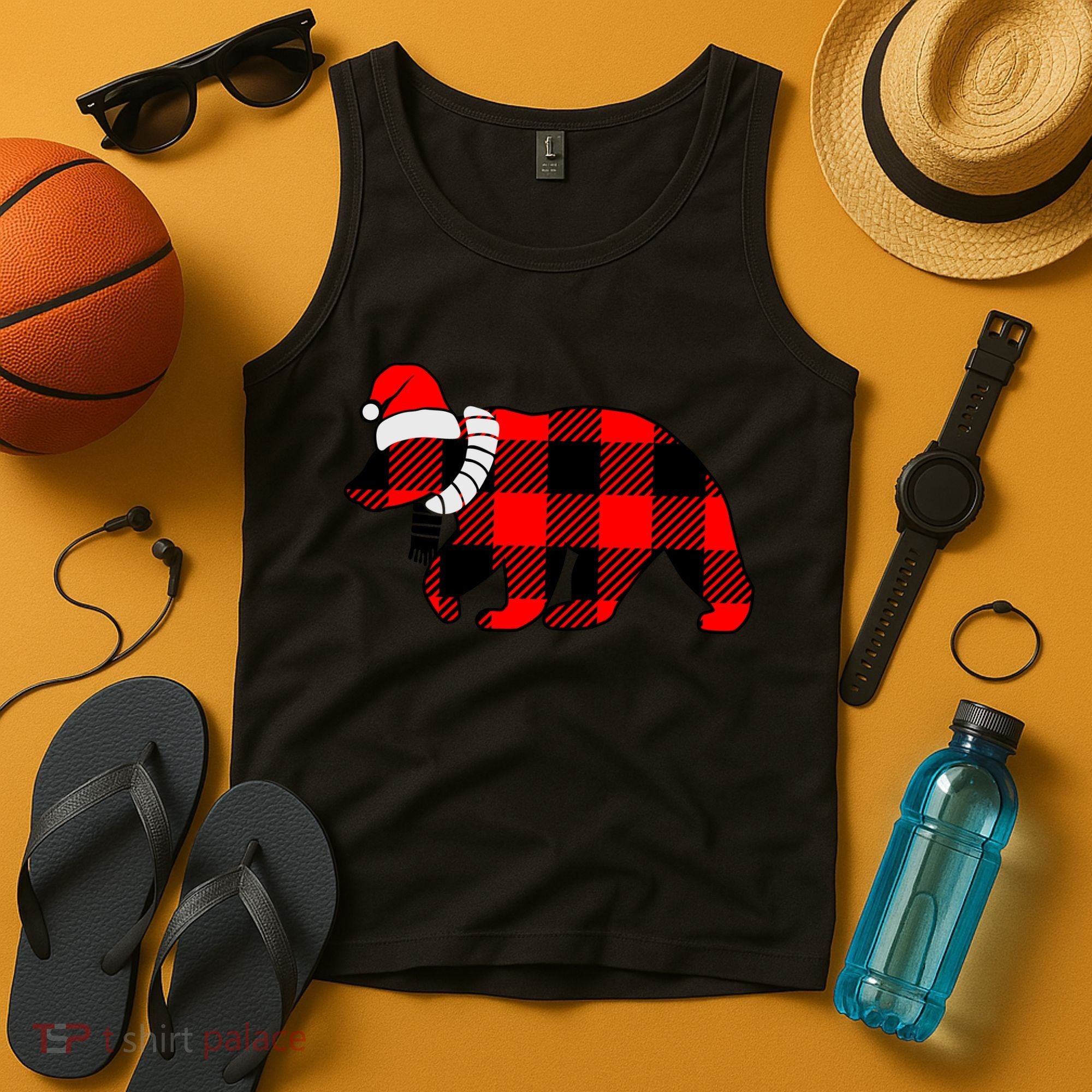 Plaid Polar Bear Christmas Holiday Tank Top