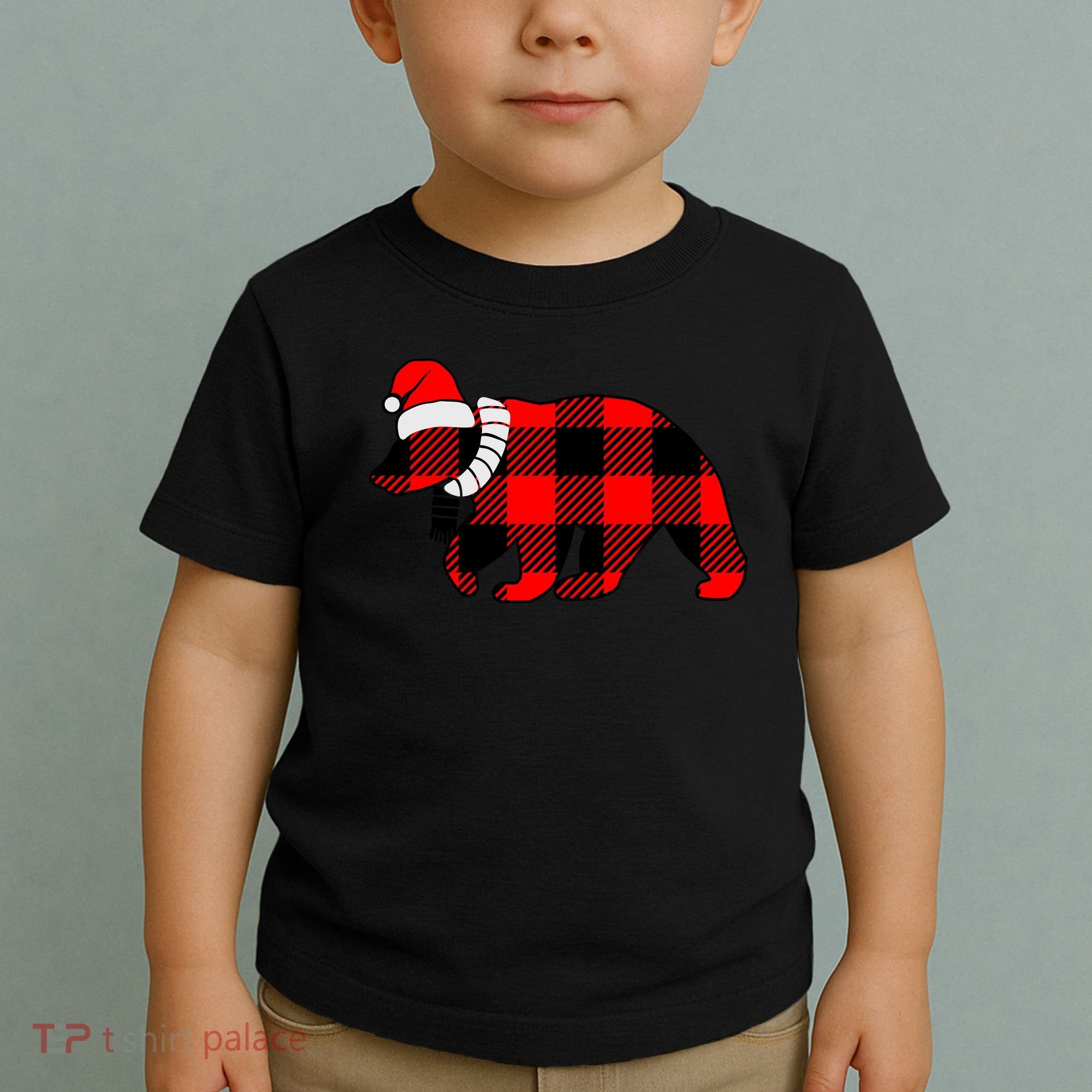 Plaid Polar Bear Christmas Holiday Toddler T-Shirt