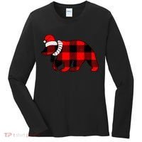 Plaid Polar Bear Christmas Holiday Women's Long Sleeve Shirt thumb 0