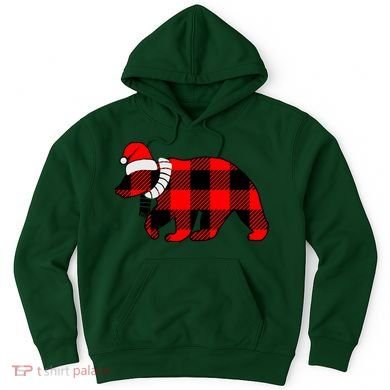Plaid Polar Bear Christmas Holiday Hoodie