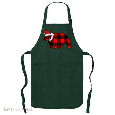Plaid Polar Bear Christmas Holiday Apron