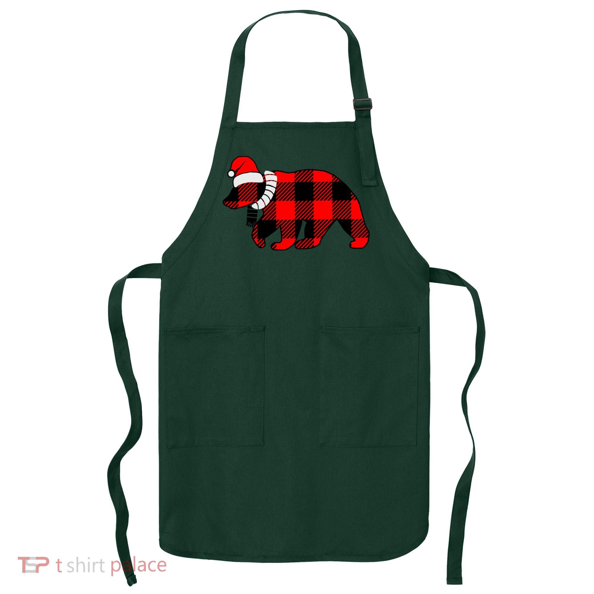 Plaid Polar Bear Christmas Holiday Apron