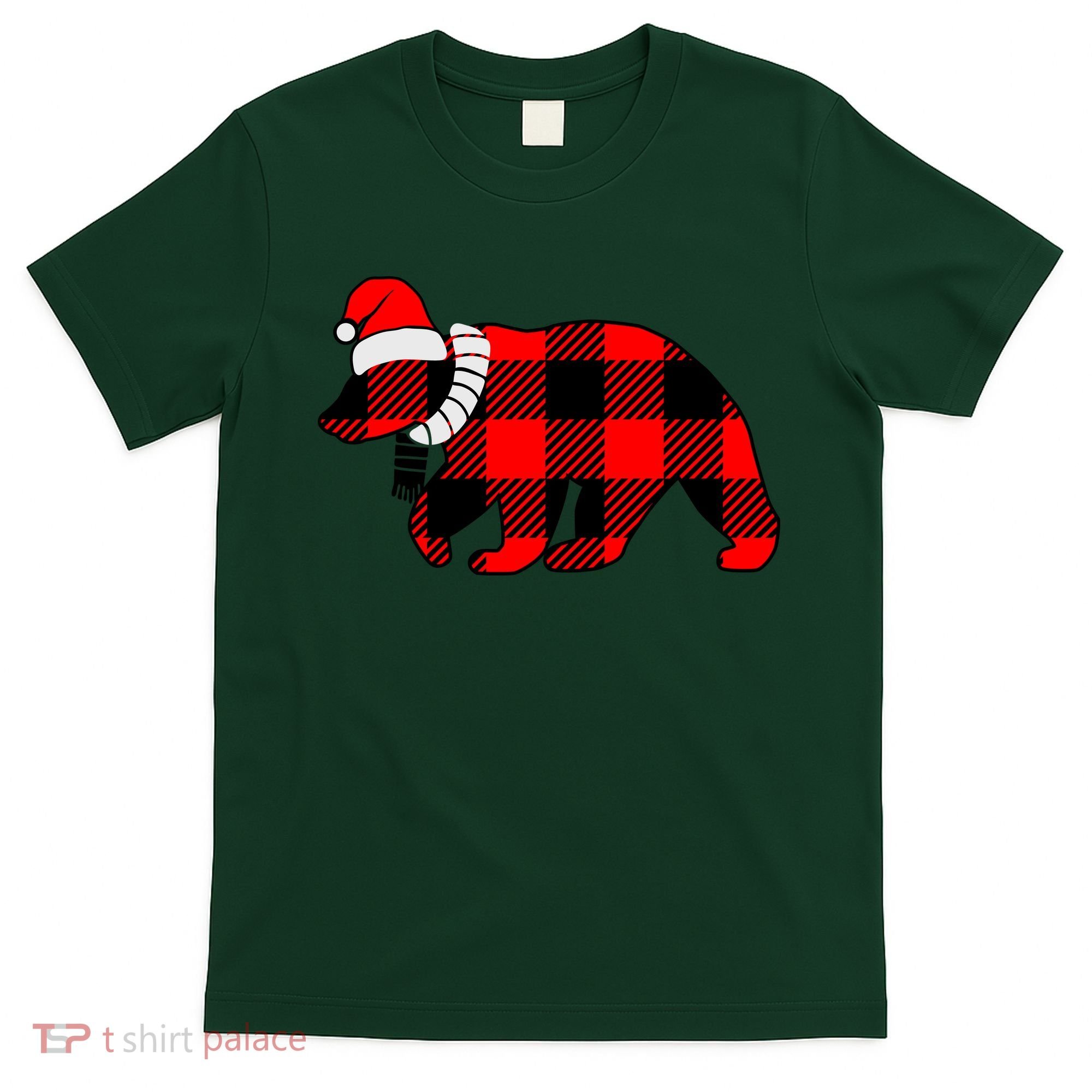 Plaid Polar Bear Christmas Holiday T-Shirt