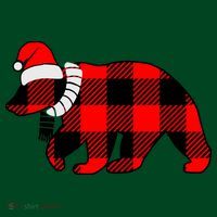 Plaid Polar Bear Christmas Holiday Coaster thumb 2