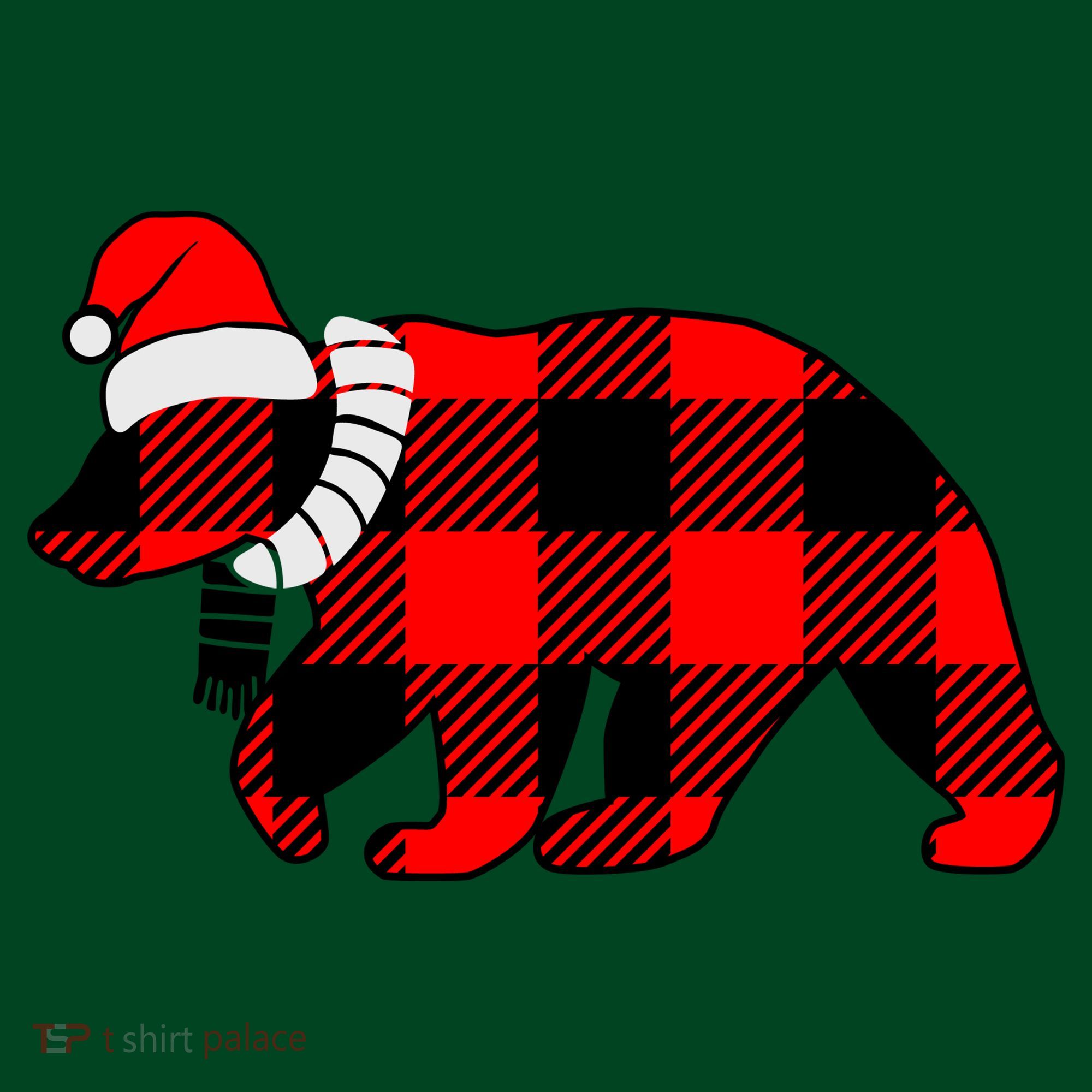 Plaid Polar Bear Christmas Holiday Coaster