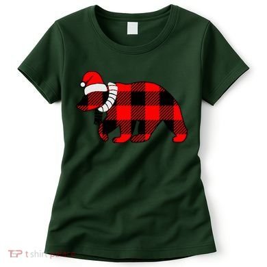 Plaid Polar Bear Christmas Holiday Women's T-Shirt
