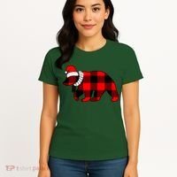 Plaid Polar Bear Christmas Holiday Women's T-Shirt thumb 4