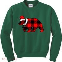 Plaid Polar Bear Christmas Holiday Kids Sweatshirt thumb 0