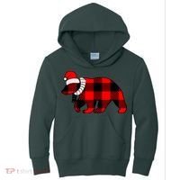 Plaid Polar Bear Christmas Holiday Kids Hoodie thumb 0