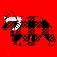 Plaid Polar Bear Christmas Holiday Santa Hat thumb 1