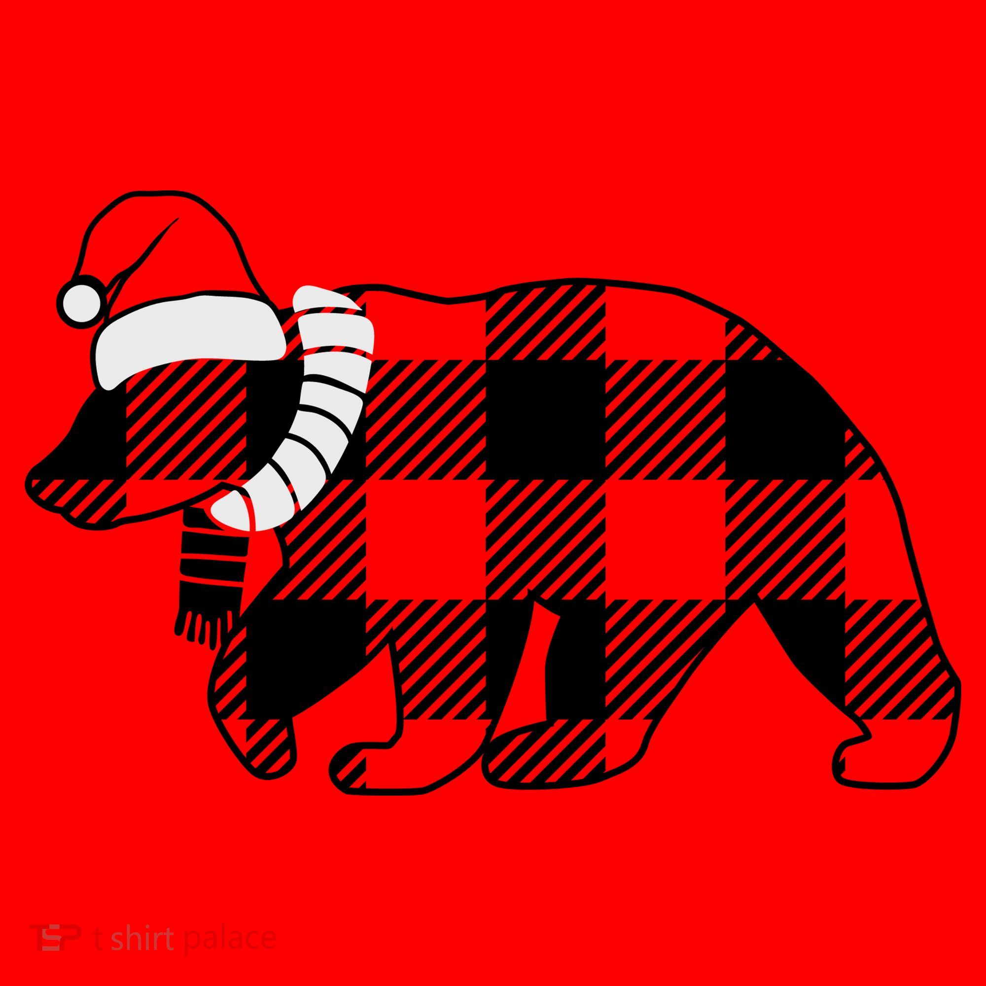 Plaid Polar Bear Christmas Holiday Santa Hat