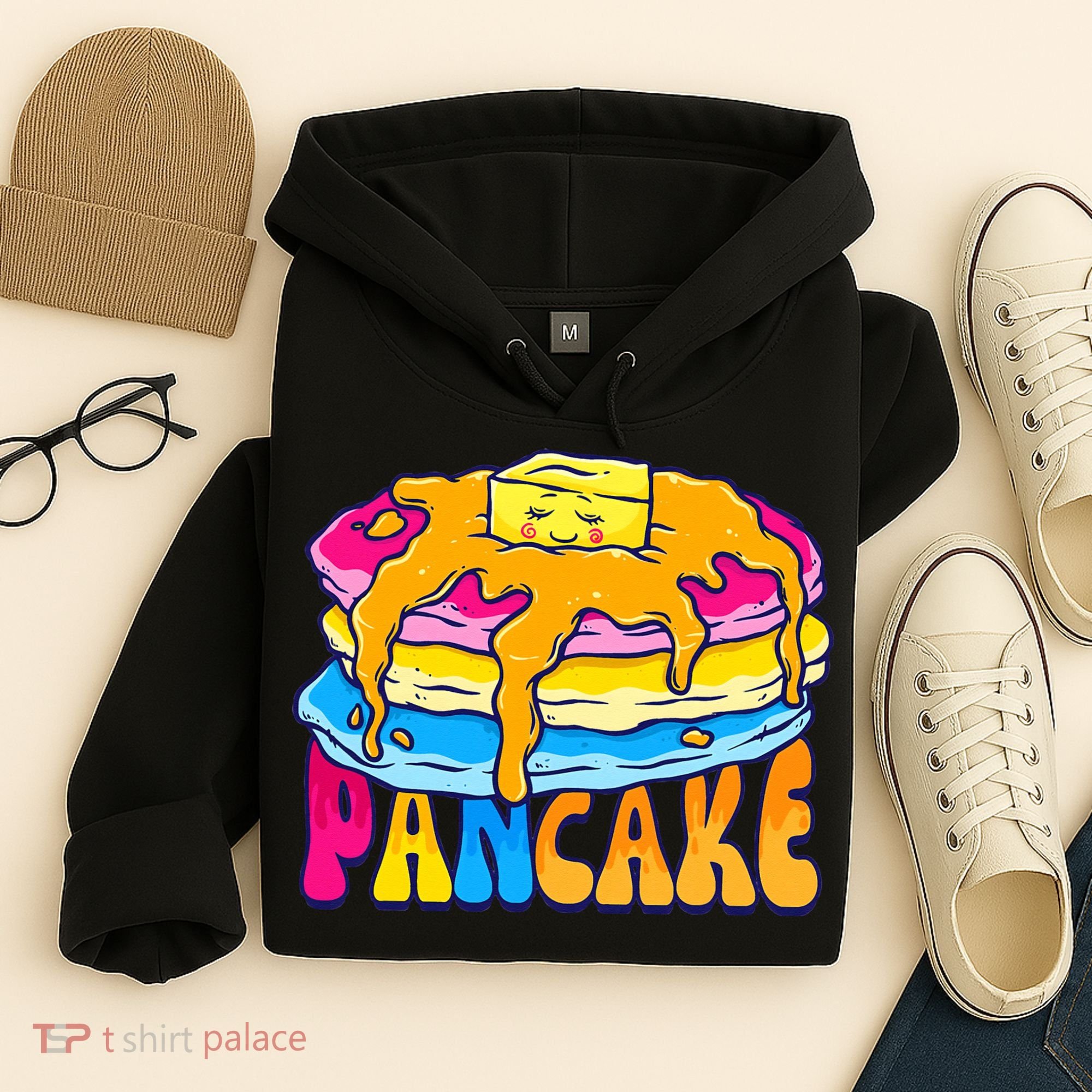 Pansexual Pancake Breakfast Food Pun Pan Pride Flag LGBTQ Hoodie