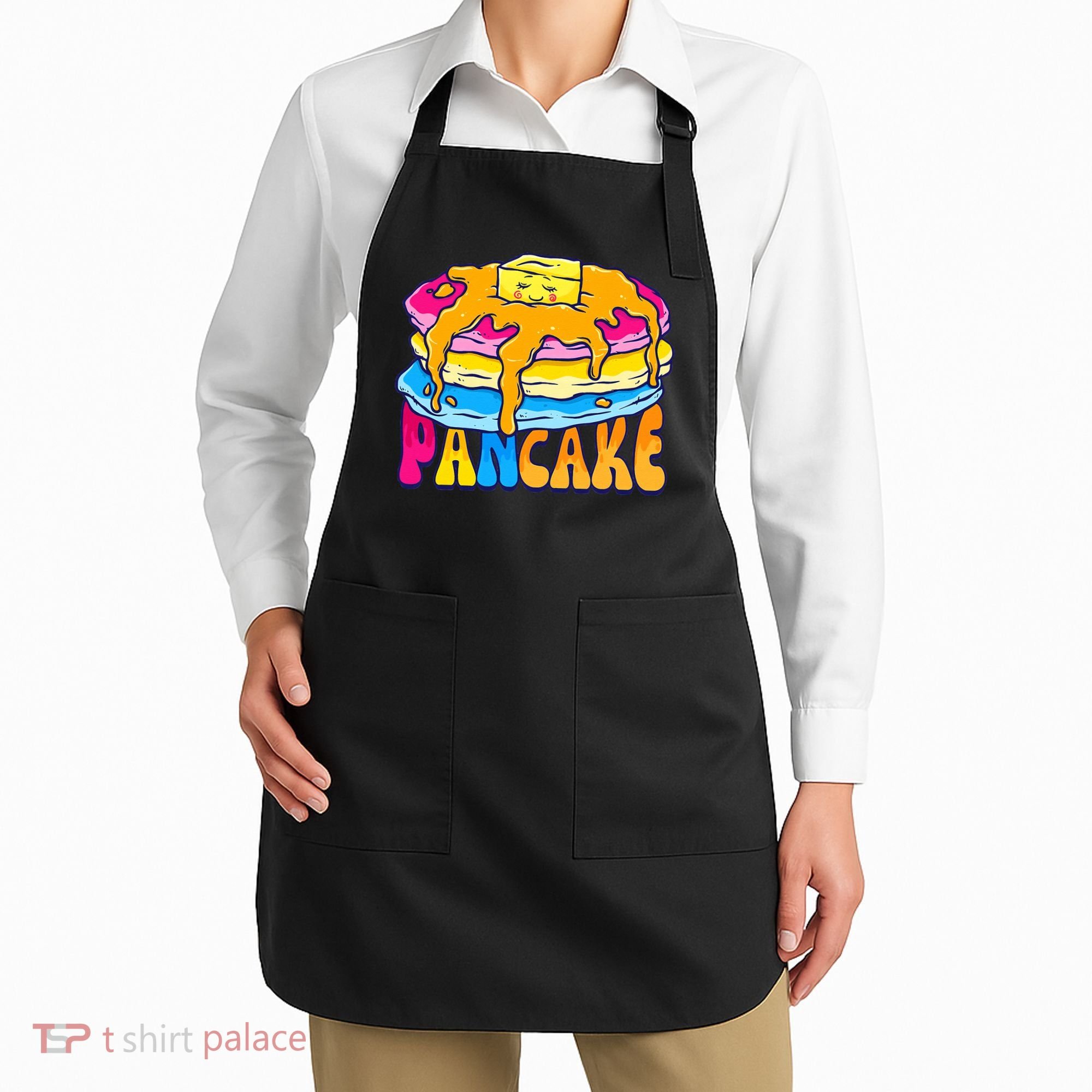 Pansexual Pancake Breakfast Food Pun Pan Pride Flag LGBTQ Apron