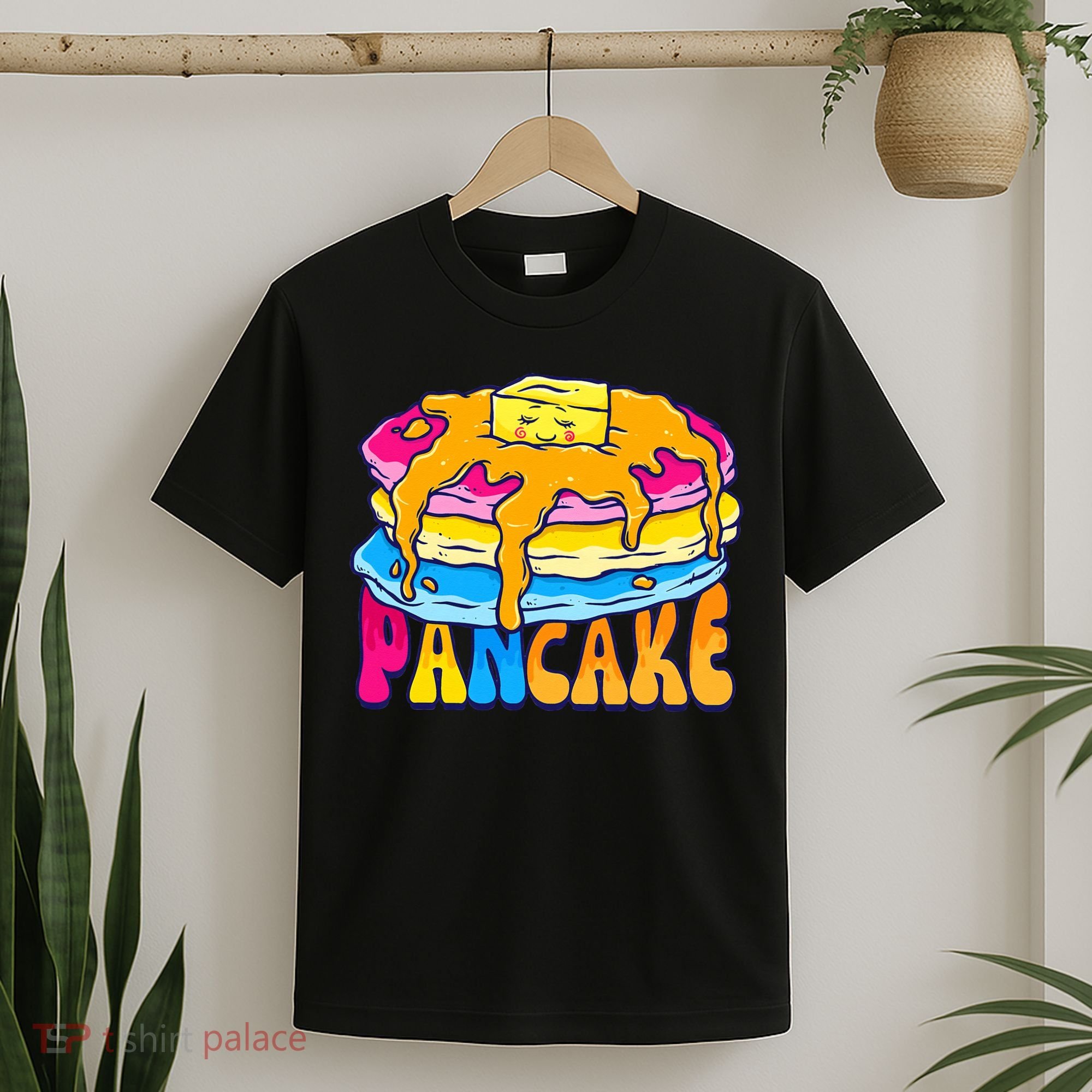 Pansexual Pancake Breakfast Food Pun Pan Pride Flag LGBTQ T-Shirt
