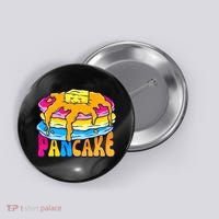 Pansexual Pancake Breakfast Food Pun Pan Pride Flag LGBTQ Button thumb 0