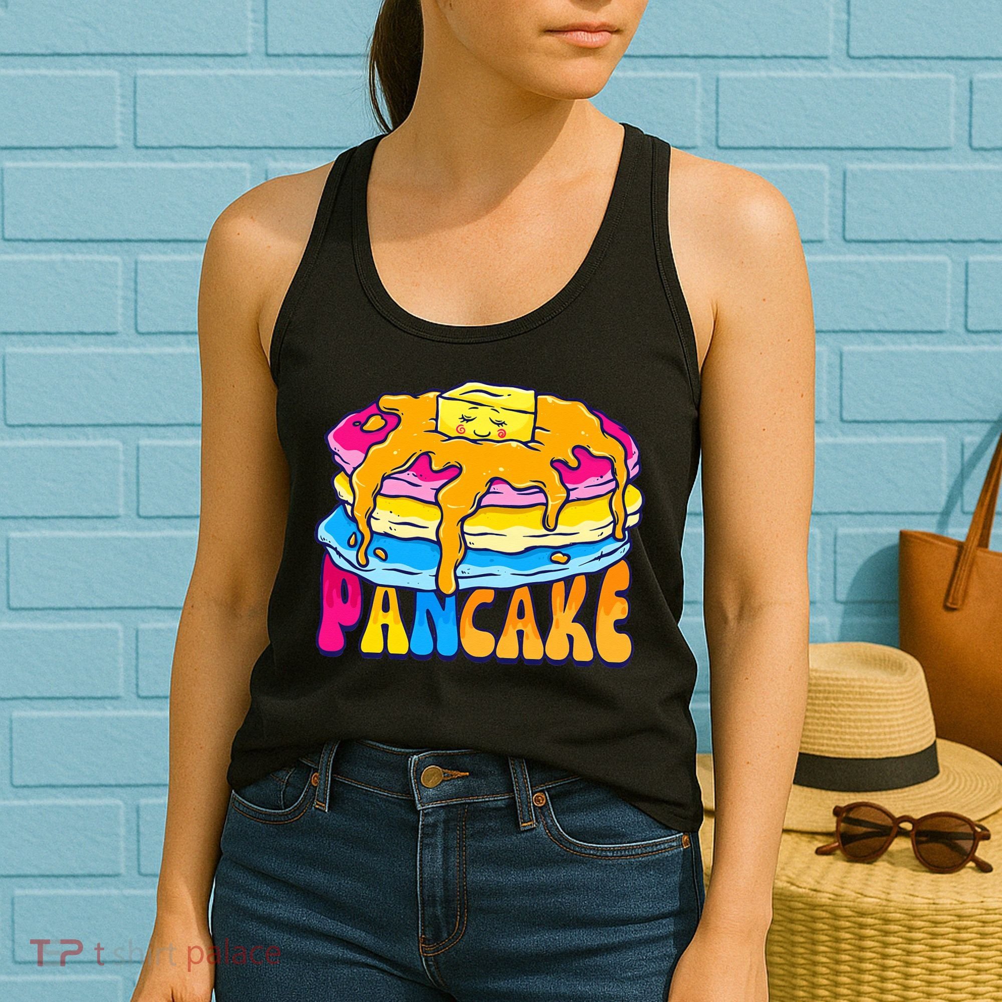 Pansexual Pancake Breakfast Food Pun Pan Pride Flag LGBTQ Women's Tank Top