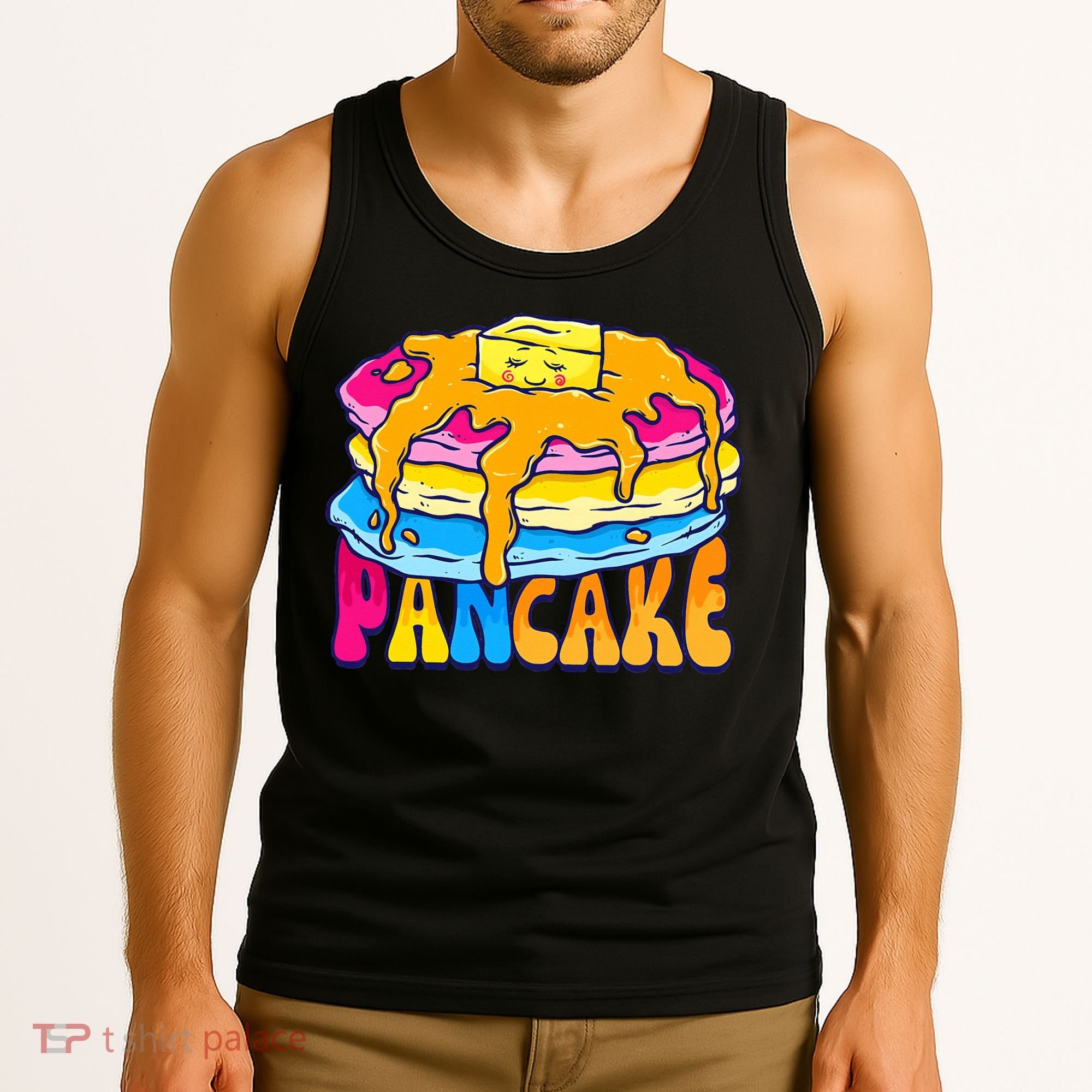 Pansexual Pancake Breakfast Food Pun Pan Pride Flag LGBTQ Tank Top