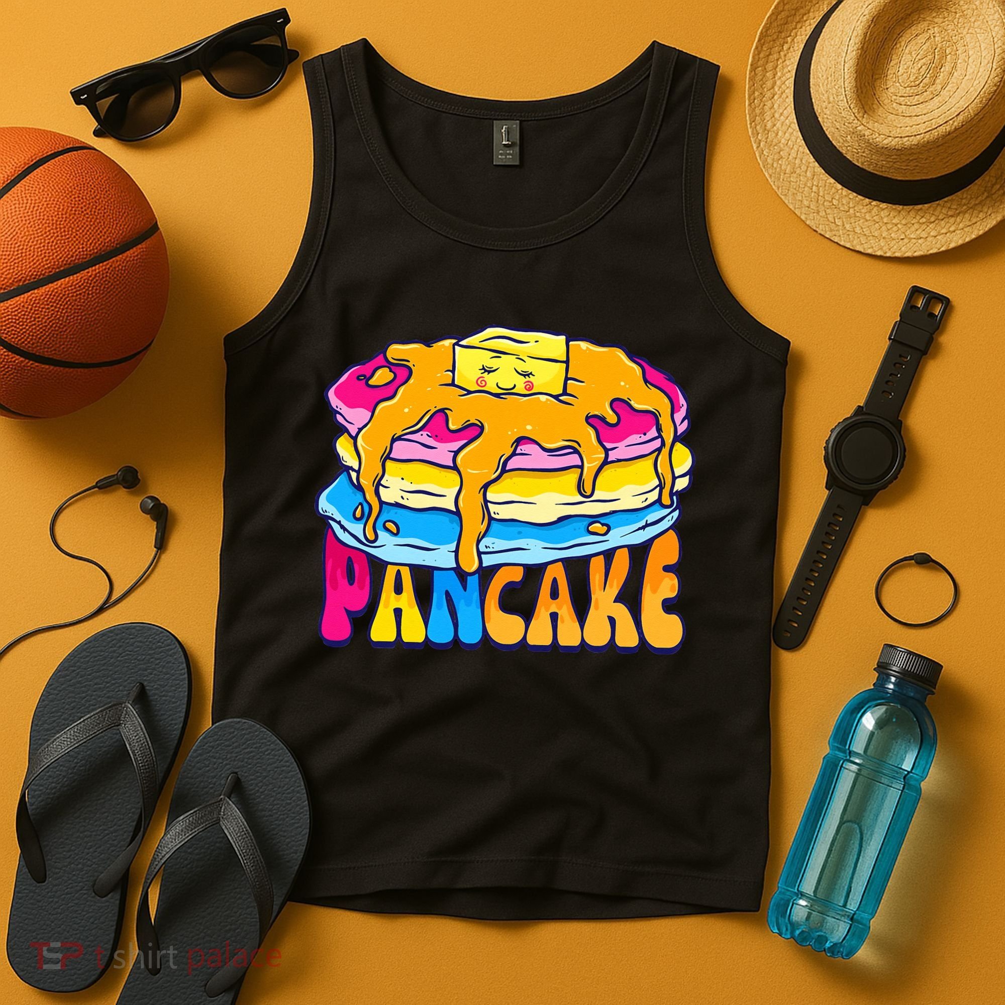 Pansexual Pancake Breakfast Food Pun Pan Pride Flag LGBTQ Tank Top
