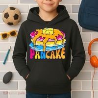 Pansexual Pancake Breakfast Food Pun Pan Pride Flag LGBTQ Kids Hoodie thumb 2