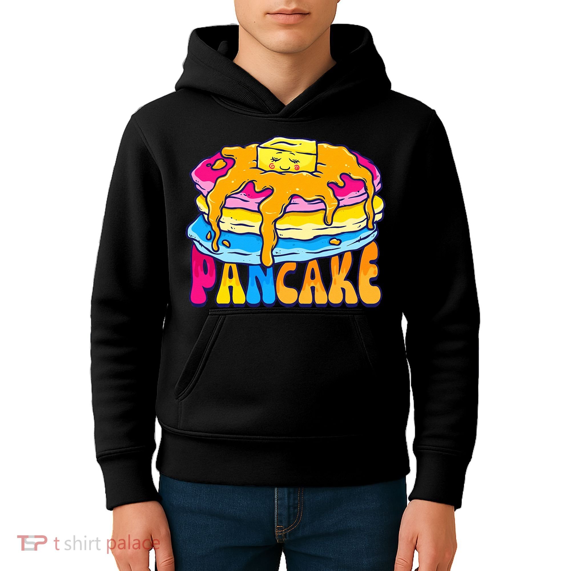 Pansexual Pancake Breakfast Food Pun Pan Pride Flag LGBTQ Kids Hoodie