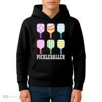 Pickleballer Pickle Baller Funny Cute Pickleball Kids Hoodie thumb 4
