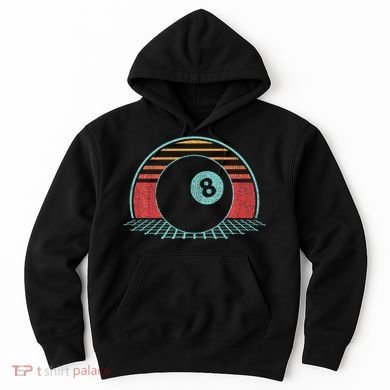 Pool Player Billiards Lover 8 Ball Retro Vintage 80s Style Hoodie