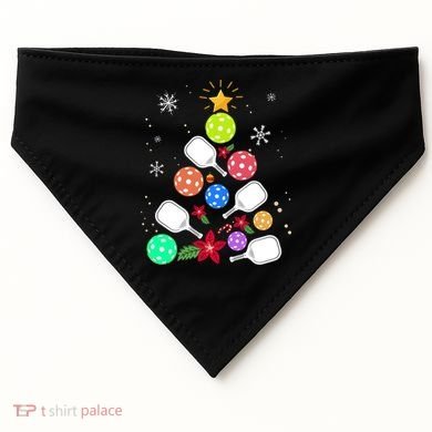 Pickleball Pickle Ball Christmas Tree USA-Made Doggie Bandana