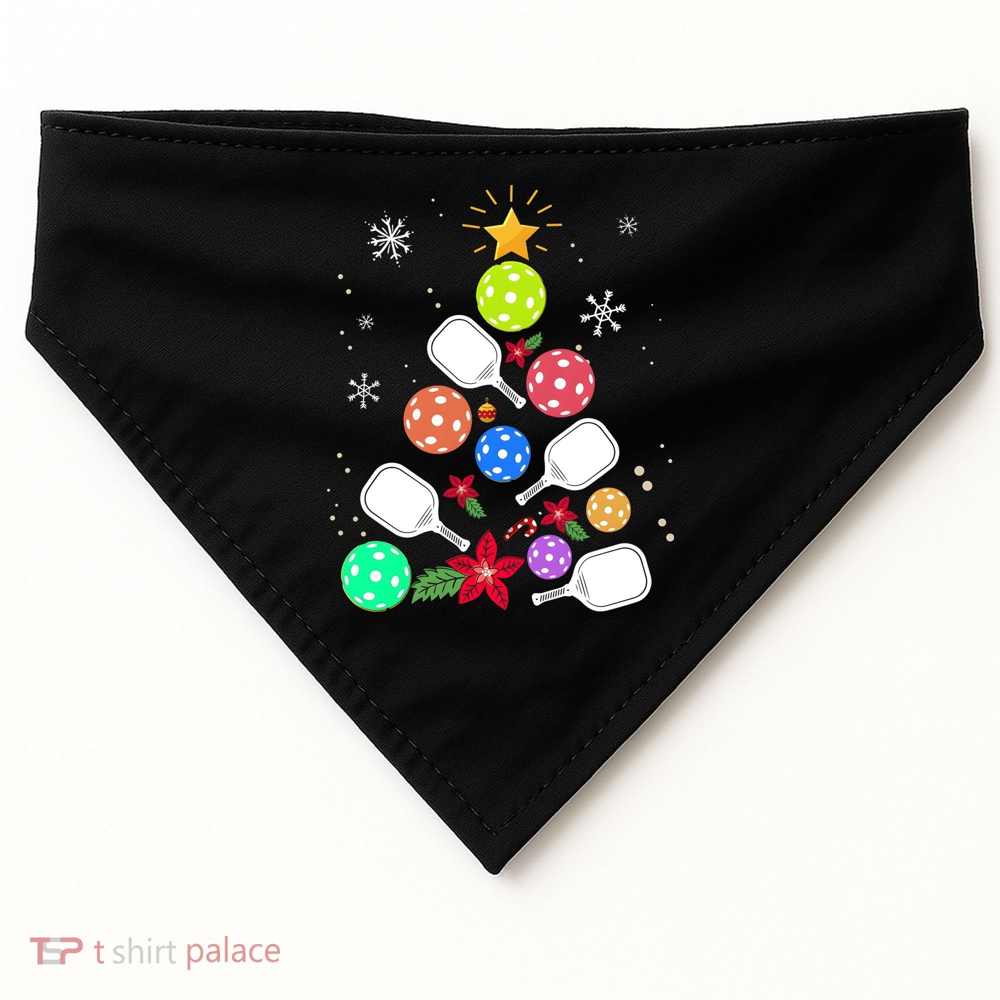 Pickleball Pickle Ball Christmas Tree USA-Made Doggie Bandana
