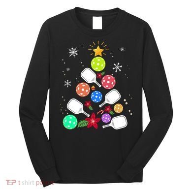 Pickleball Pickle Ball Christmas Tree Long Sleeve Shirt
