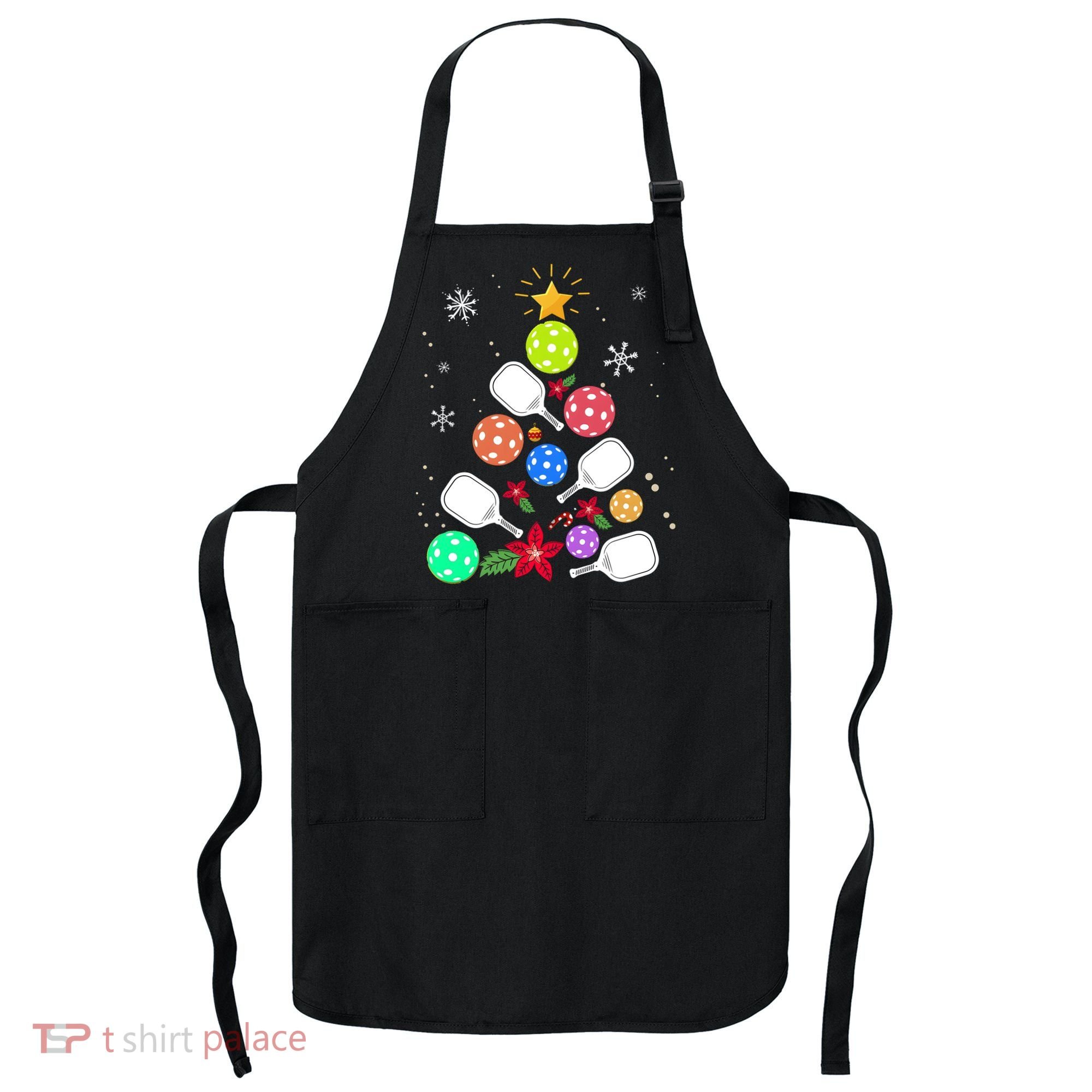 Pickleball Pickle Ball Christmas Tree Apron