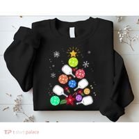 Pickleball Pickle Ball Christmas Tree Sweatshirt thumb 2