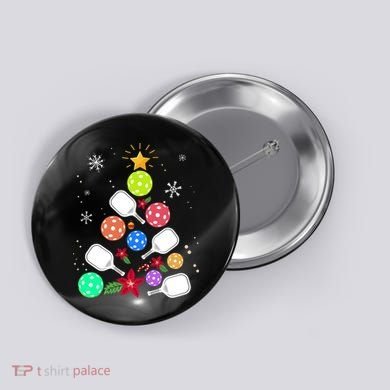 Pickleball Pickle Ball Christmas Tree Button