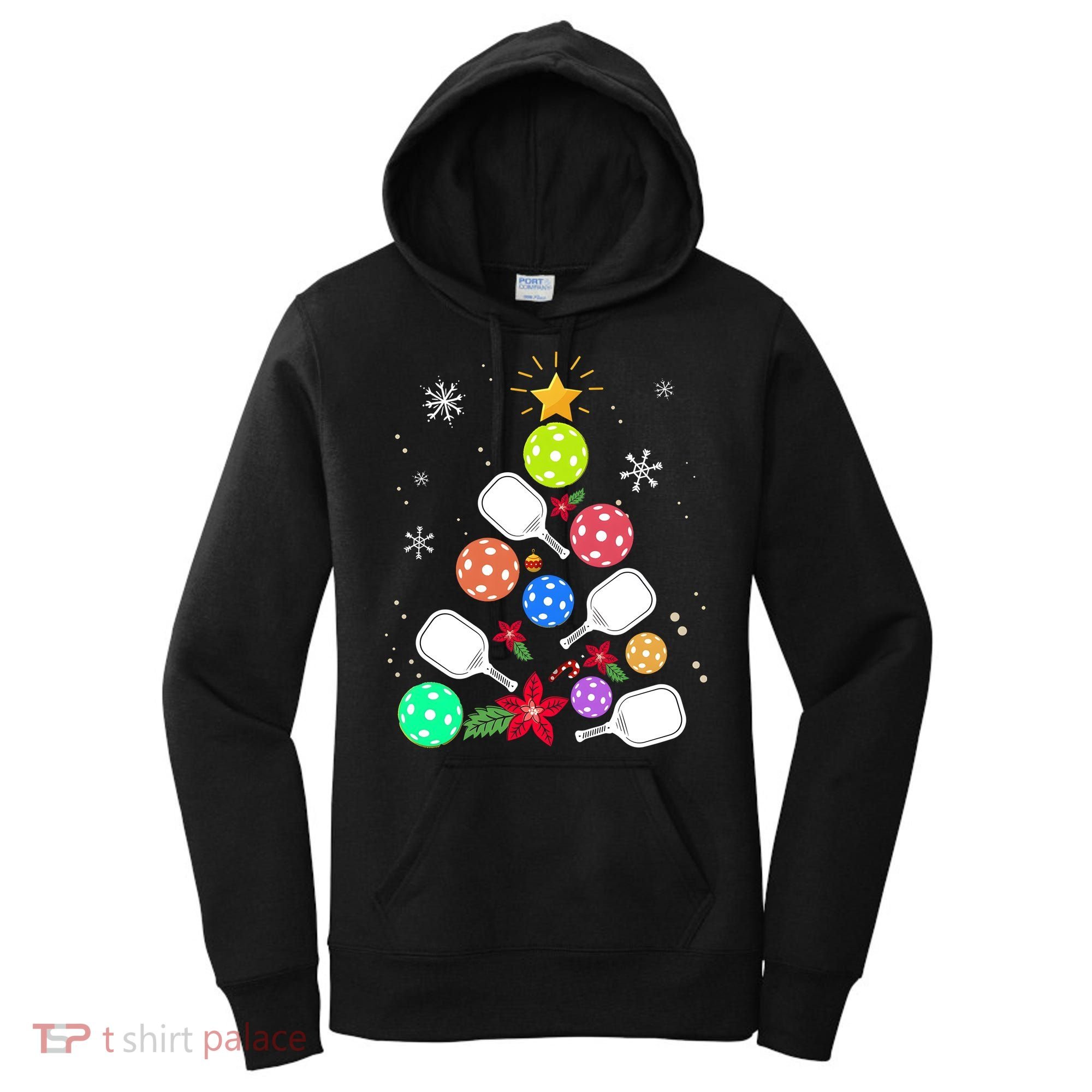 Pickleball Pickle Ball Christmas Tree Women's Hoodie