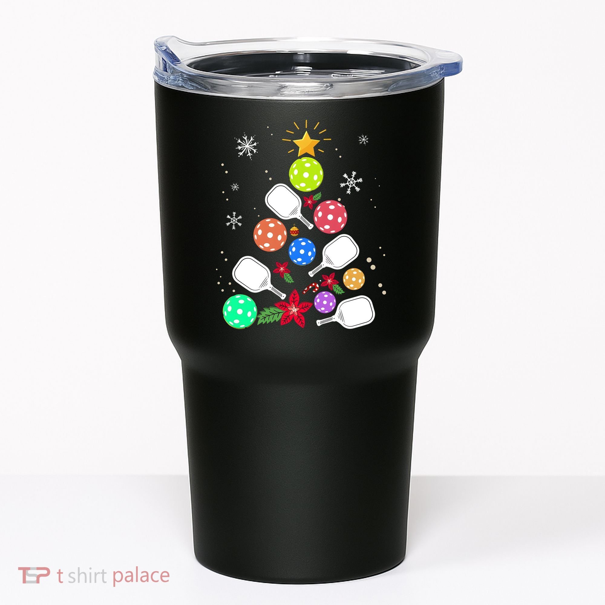 Pickleball Pickle Ball Christmas Tree Tumbler