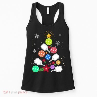 Pickleball Pickle Ball Christmas Tree Women's Tank Top
