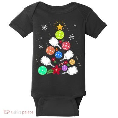 Pickleball Pickle Ball Christmas Tree Baby Bodysuit