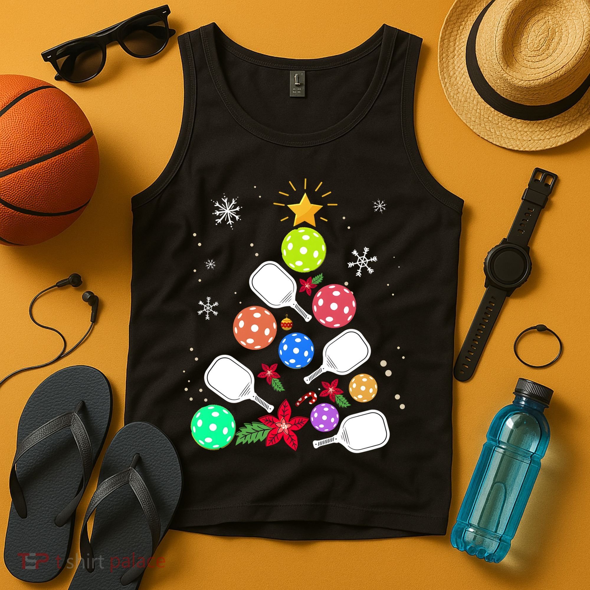 Pickleball Pickle Ball Christmas Tree Tank Top