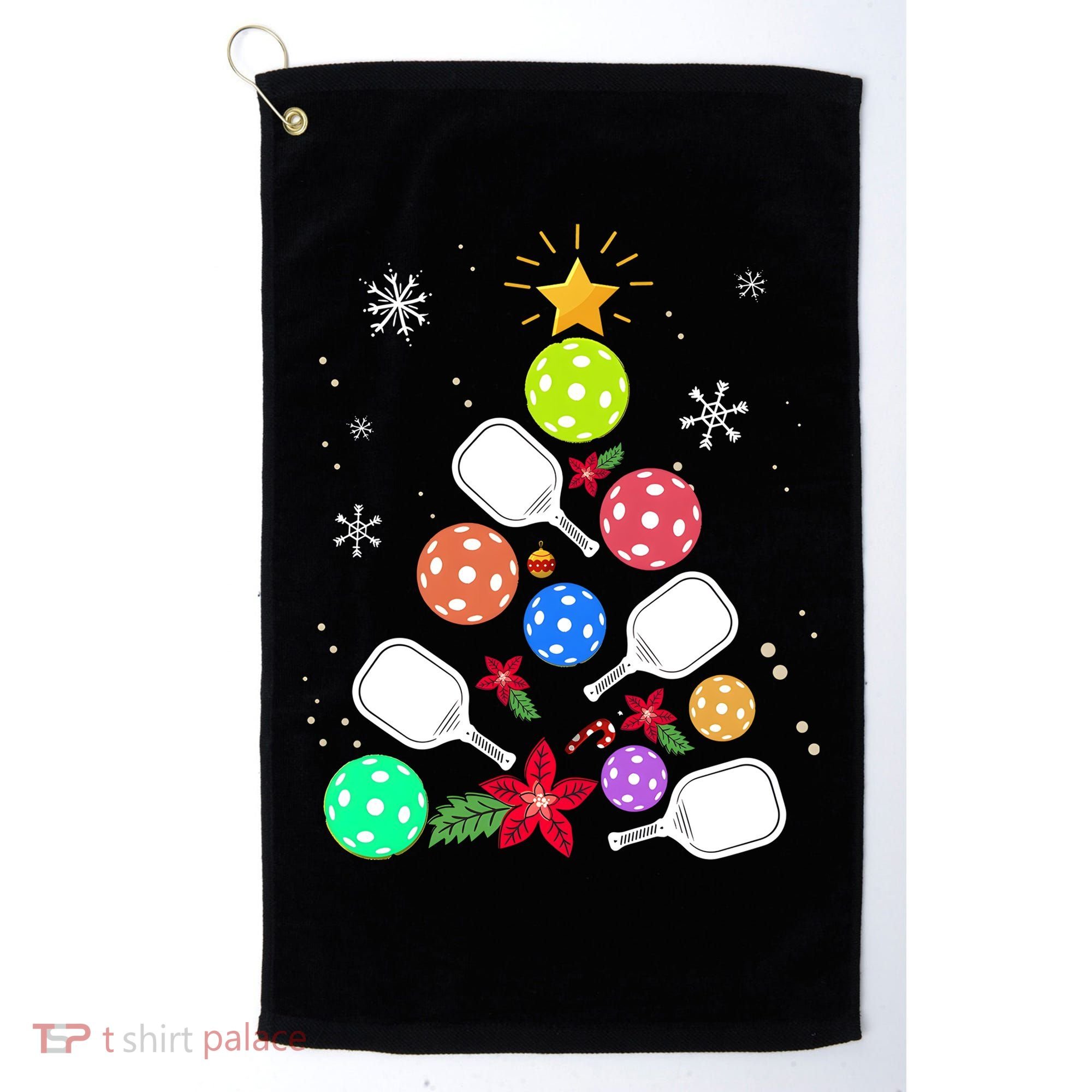 Pickleball Pickle Ball Christmas Tree Golf Towel