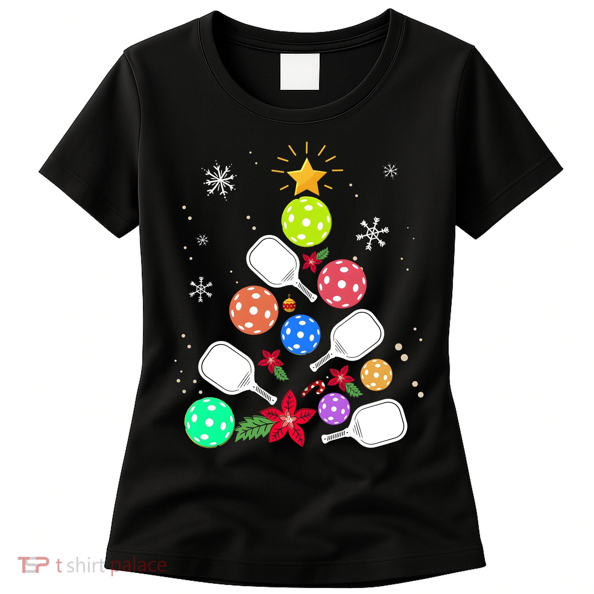 Pickleball Pickle Ball Christmas Tree Women's T-Shirt