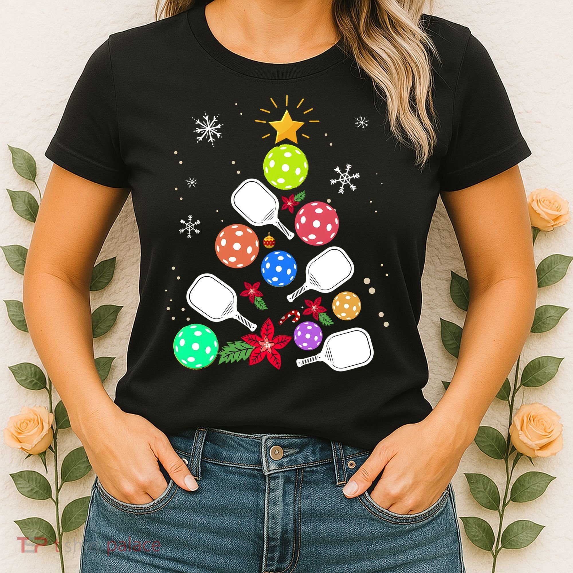 Pickleball Pickle Ball Christmas Tree Women's T-Shirt