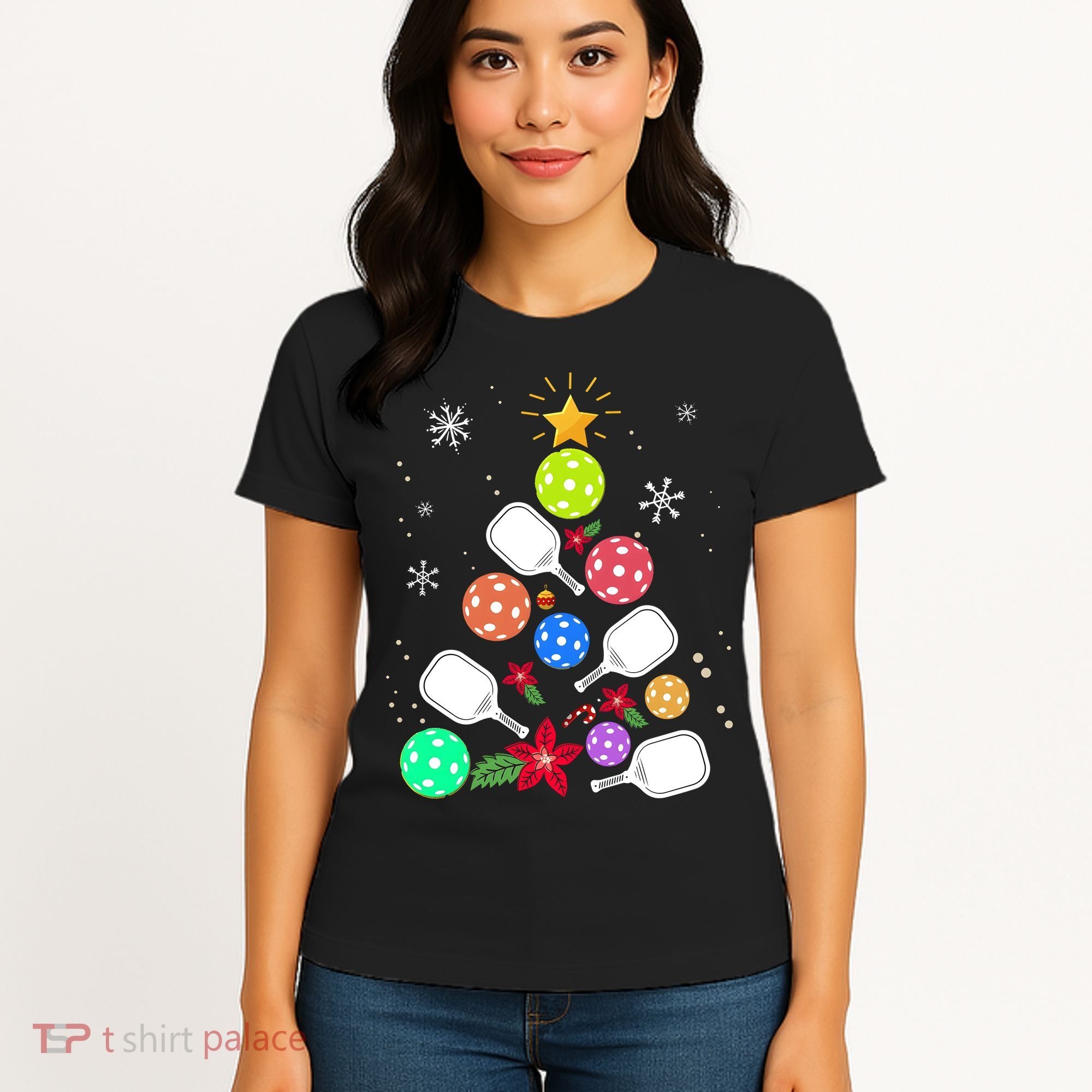 Pickleball Pickle Ball Christmas Tree Women's T-Shirt