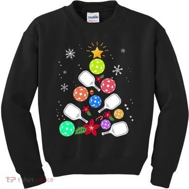 Pickleball Pickle Ball Christmas Tree Kids Sweatshirt