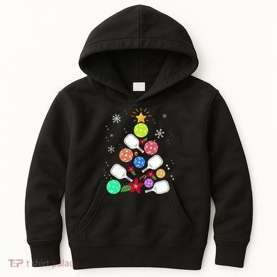 Pickleball Pickle Ball Christmas Tree Kids Hoodie
