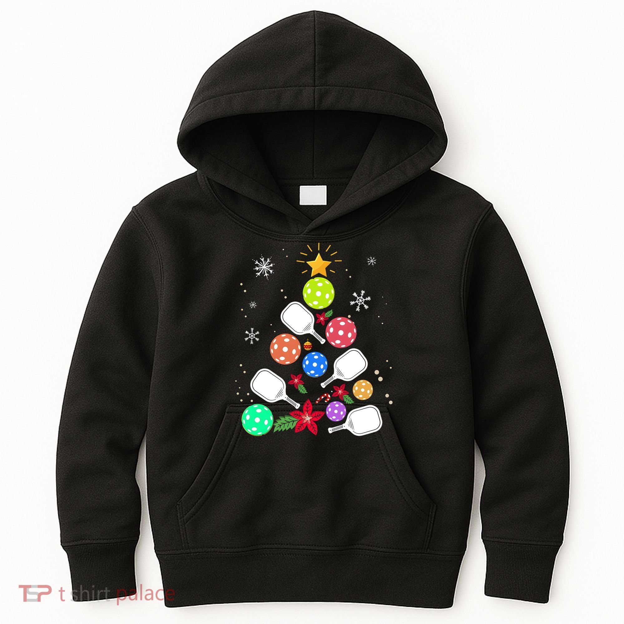 Pickleball Pickle Ball Christmas Tree Kids Hoodie