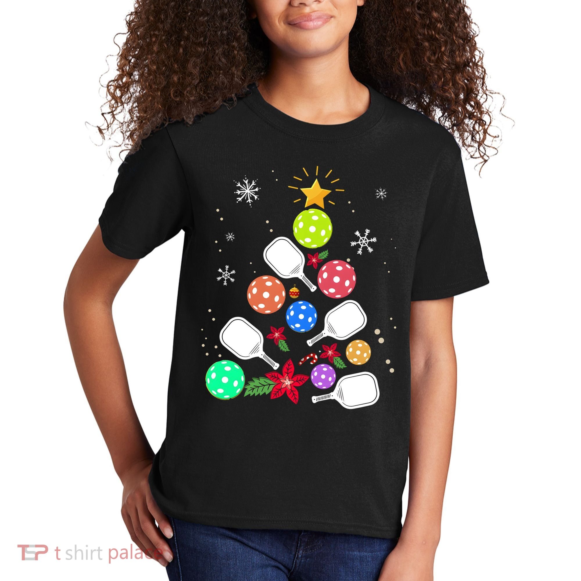 Pickleball Pickle Ball Christmas Tree Kids T-Shirt