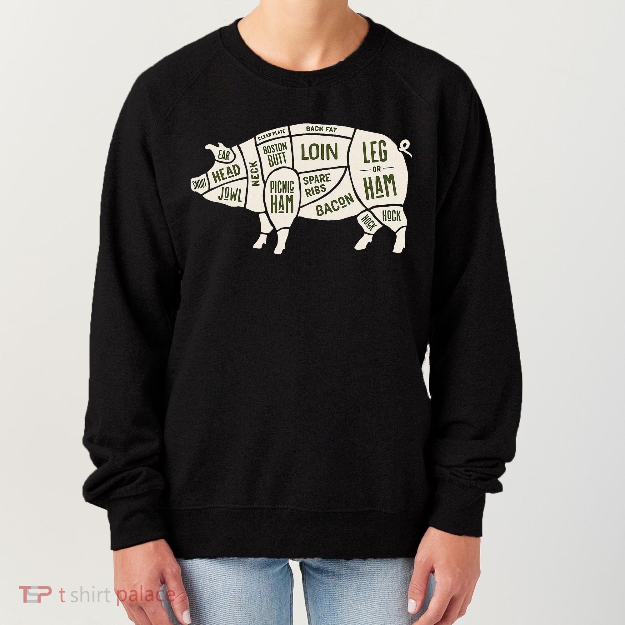 Pig & Pork Butcher Diagram Bacon Lover Women's Sweatshirt