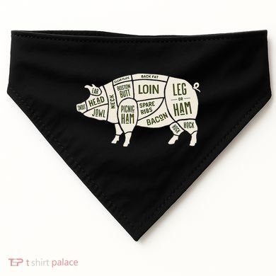 Pig & Pork Butcher Diagram Bacon Lover USA-Made Doggie Bandana