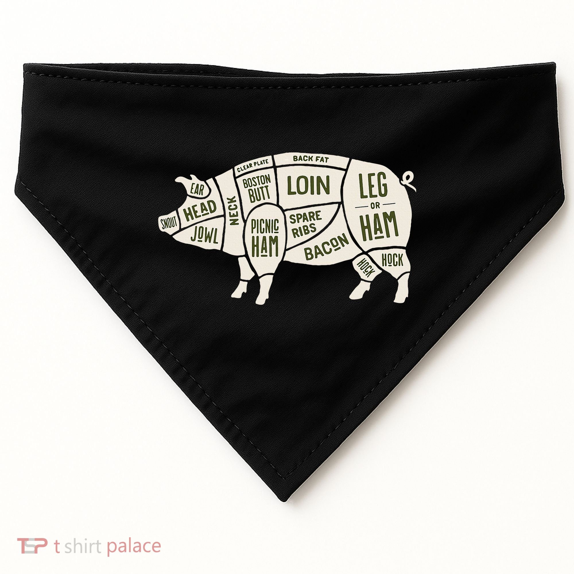 Pig & Pork Butcher Diagram Bacon Lover USA-Made Doggie Bandana