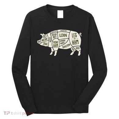 Pig & Pork Butcher Diagram Bacon Lover Long Sleeve Shirt